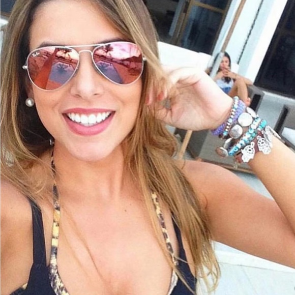 LIKE NEW Ray Ban Aviator Pink Mirrored Sunglasses - Picture 7 of 10